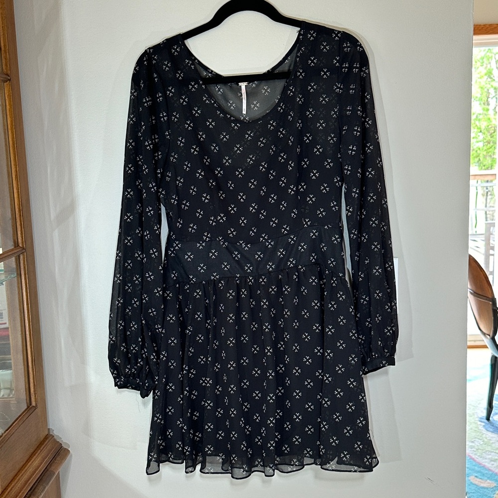 Free People Baby Dee Black Sheer Mini Dress